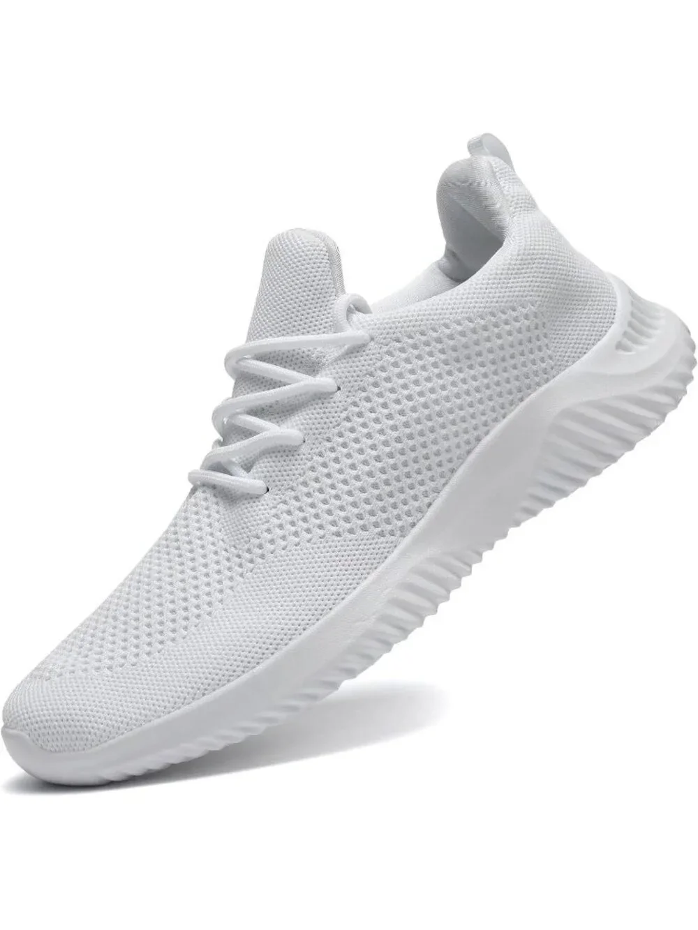 🆕Men's All White Slip on Walking Shoes Ultra Light Breathable Running Shoes